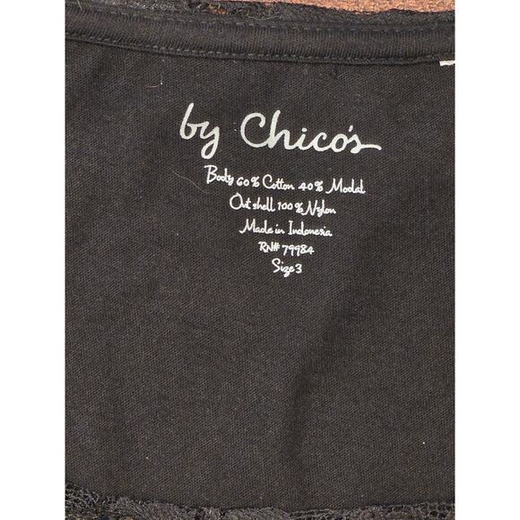 Chico's Black Sequin Front Lace Back Underlined Tank Top Sz 3/XL/16 EUC - Picture 3 of 5